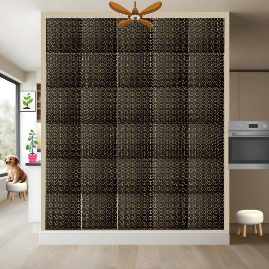 Geometrische Art Deco Tile - Schwarz und Gold Fliese