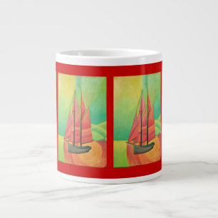 Geometrische Art des Abstrakten Segelbootes in Kub Jumbo-Tasse
