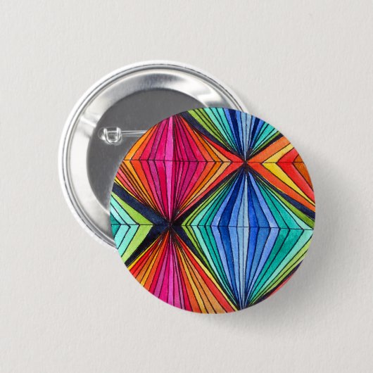 Geometrische Art des Regenbogens Button (Vorne & Hinten)