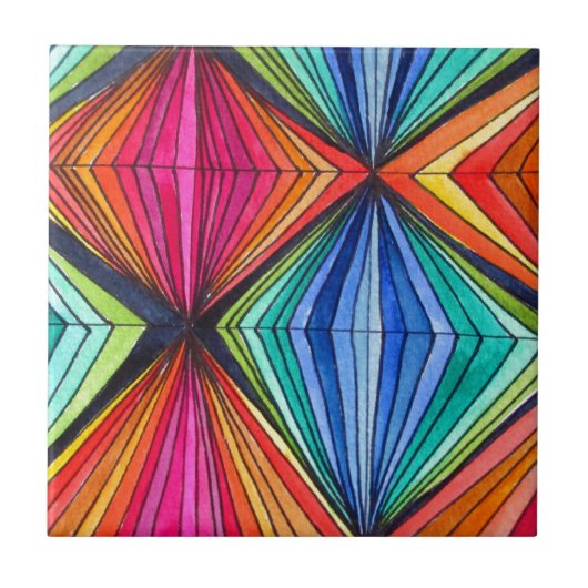 Geometrische Art des Regenbogens Fliese (Vorderseite)