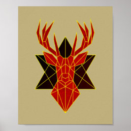 Geometrische Art Hirsche Tierdarstellung modern ro Poster