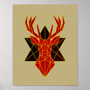Geometrische Art Hirsche Tierdarstellung modern ro Poster
