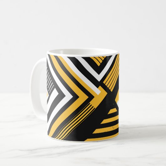 Geometrische Art mit gelben, schwarzen und weißen Kaffeetasse (Vorderseite Links)