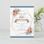 Geometrische ätherische Blüte, Hochzeit speichern Ankündigung (Stehend Vorderseite)