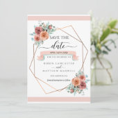 Geometrische ätherische Blüte, Save the Date Karte (Stehend Vorderseite)