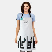 Geometrische Aztec-Schürze für Weiß und Türkis Schürze (Getragen)