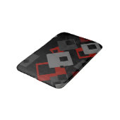Geometrische Badematte aus schwarzem Rot und Grau (Schrägansicht)