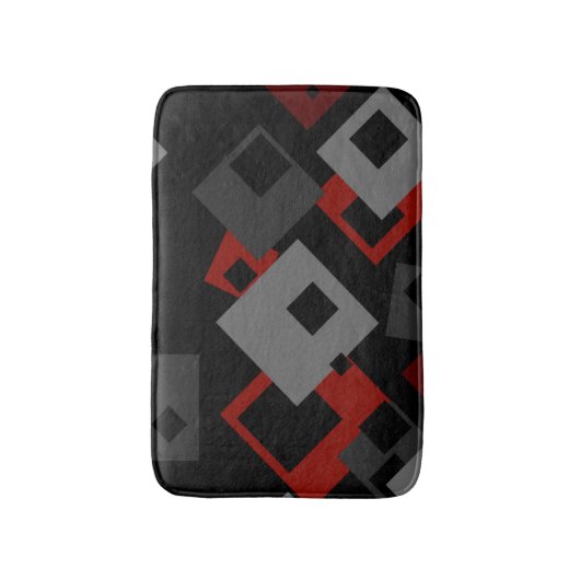 Geometrische Badematte aus schwarzem Rot und Grau (Vorderseite Vertikal)