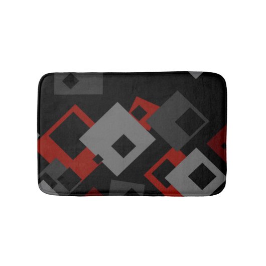 Geometrische Badematte aus schwarzem Rot und Grau (Vorderseite)