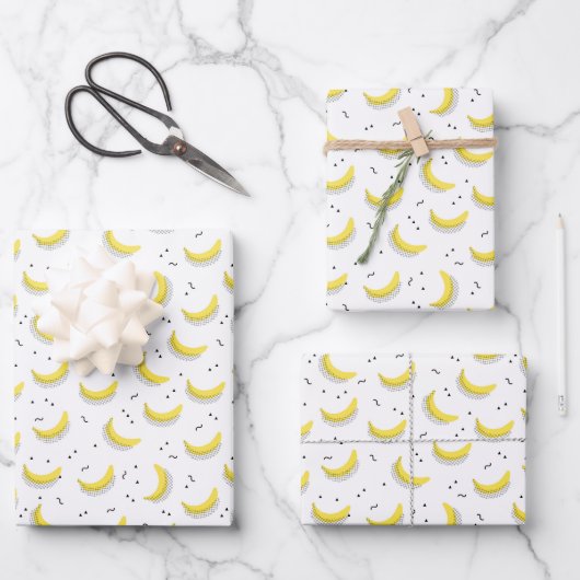Geometrische Bananen Geschenkpapier Set (Vorderseite)