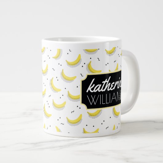 Geometrische Bananen| Name hinzufügen Jumbo-Tasse (Vorderseite Rechts)