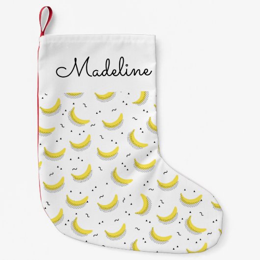 Geometrische Bananen| Name hinzufügen Kleiner Weihnachtsstrumpf (Vorderseite)
