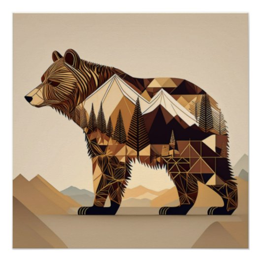 Geometrische Bärenart Poster (Vorderseite)