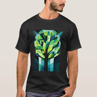 Geometrische Baumkunstart T-Shirt