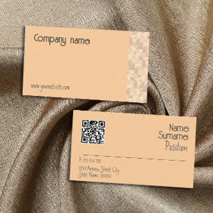 Geometrische beige QR-Visitenkarte Visitenkarte