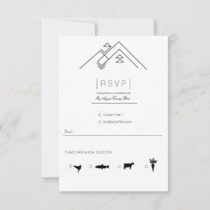 Geometrische Berge   Moderne Schwarz-Weiß-Einladun RSVP Karte