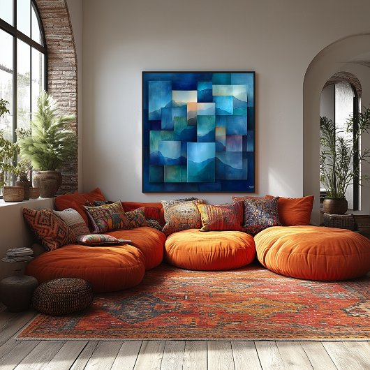 Geometrische Berglandschaft Kunst, Dichtung und Aq Poster