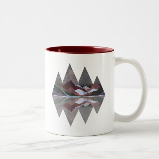 Geometrische Berglandschaft Zweifarbige Tasse (Rechts)