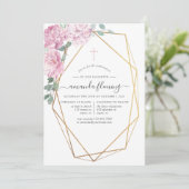 Geometrische Bestätigung der Blütenfarbe Rosa Einladung (Stehend Vorderseite)