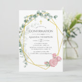 Geometrische Bestätigung der Eukalyptus-Rose Einladung (Stehend Vorderseite)