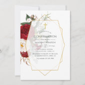 Geometrische Bestätigung von Burgunder Rot und Wei Einladung (Vorderseite)
