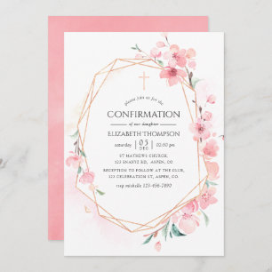 Geometrische Bestätigung von Pink Cherry Blossom Einladung