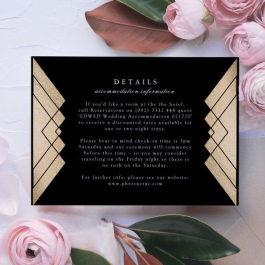 Geometrische Black Gold Hochzeitskarte RSVP Karte