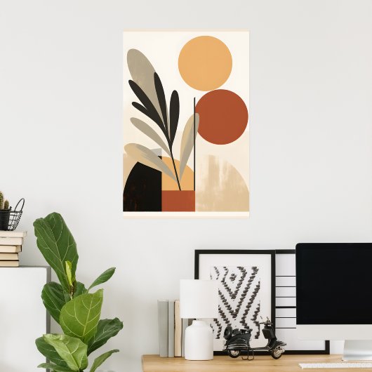 Geometrische Blätter: Abstrakte Interpretation Poster (Heimbüro)