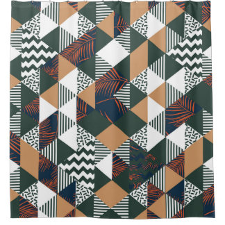 Geometrische Blätter aus Palmen, trendy Muster Duschvorhang
