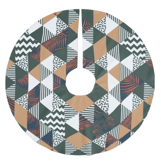Geometrische Blätter aus Palmen, trendy Muster Polyester Weihnachtsbaumdecke (Vorderseite)