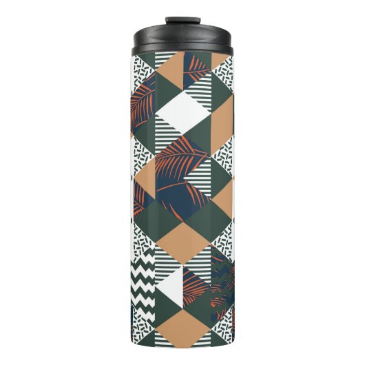 Geometrische Blätter aus Palmen, trendy Muster Thermosbecher (Vorderseite)