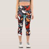 Geometrische Blätter Capri Leggings (Vorderseite)