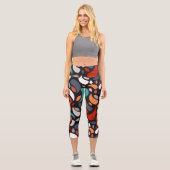 Geometrische Blätter Capri Leggings (Vorderseite)