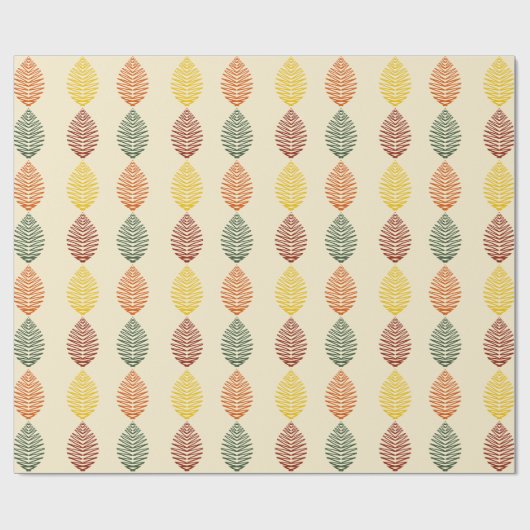 Geometrische Blätter | Herbstfarben Geschenkpapier (Flach)