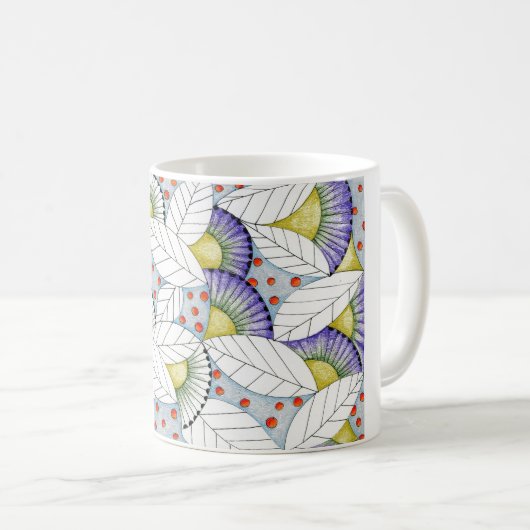 Geometrische Blätter Kaffeetasse (VorderseiteRechts)