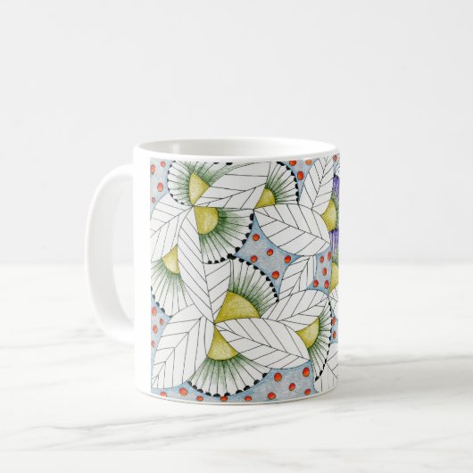 Geometrische Blätter Kaffeetasse (Vorderseite Links)