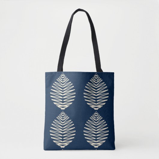 Geometrische Blätter | Navy & Beige Tasche (Vorderseite)