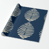 Geometrische Blätter | Navy und Beige Geschenkpapier (Ungerollt)