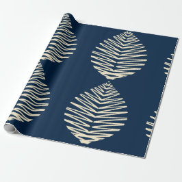 Geometrische Blätter | Navy und Beige Geschenkpapier