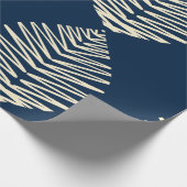 Geometrische Blätter | Navy und Beige Geschenkpapier (Ecke)