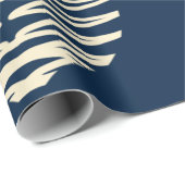 Geometrische Blätter | Navy und Beige Geschenkpapier (Rolleneckpunkt)
