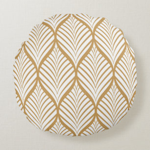 Geometrische Blätter Vintage nahtlose Illustration Rundes Kissen