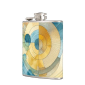 geometrische Blau- und Gelbfärbung Abstrakt Flachmann (Links)