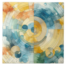 geometrische Blau- und Gelbfärbung Abstrakt Fliese