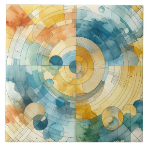 geometrische Blau- und Gelbfärbung Abstrakt Fliese