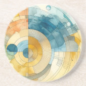 geometrische Blau- und Gelbfärbung Abstrakt Getränkeuntersetzer (Vorne)