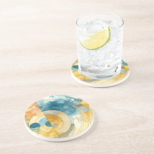 geometrische Blau- und Gelbfärbung Abstrakt Getränkeuntersetzer