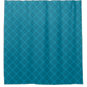 Geometrische blaue Art Deco Duschvorhang (Vorderseite)