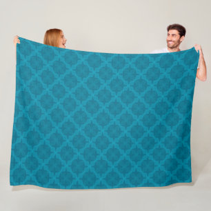 Geometrische blaue Art Deco Fleecedecke