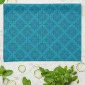 Geometrische blaue Art Deco Geschirrtuch (Gefaltet)